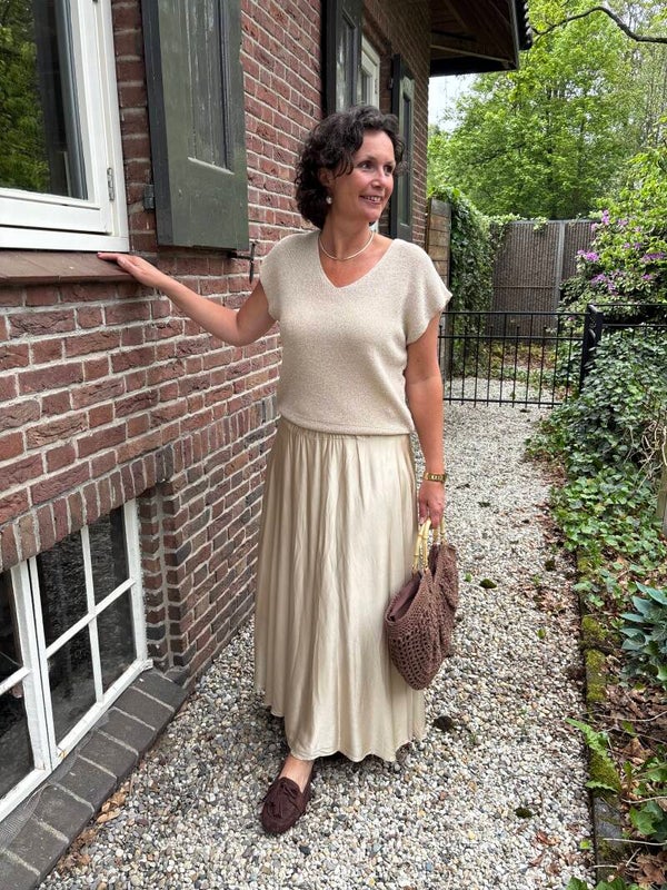Camel satin skirt