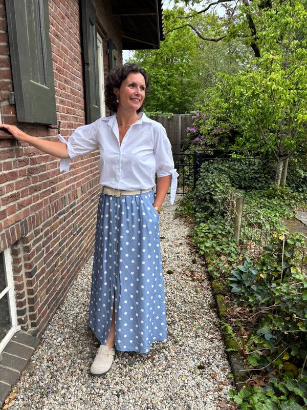 Blauw witte stippen rok