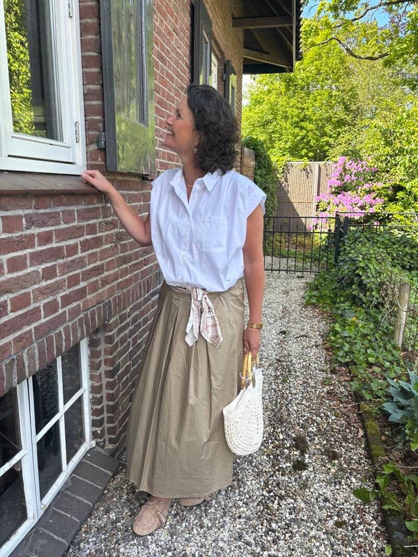 Khaki scarf skirt