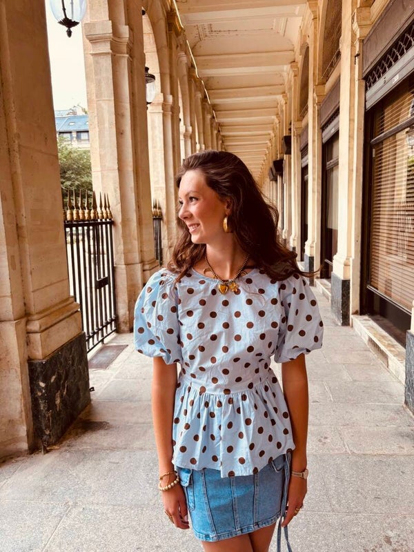 Blue Brown Paris top