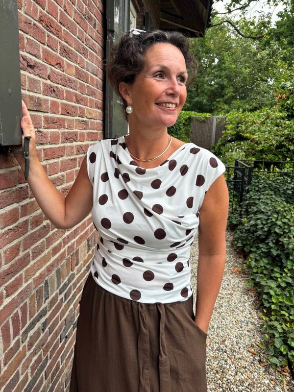 Brown ambika dots top