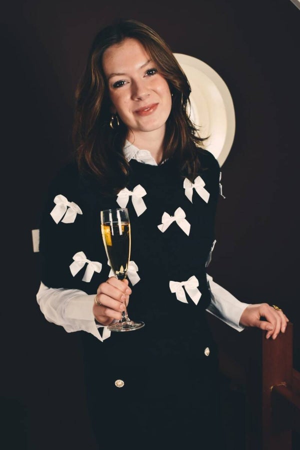 Zwart witte strikjes top