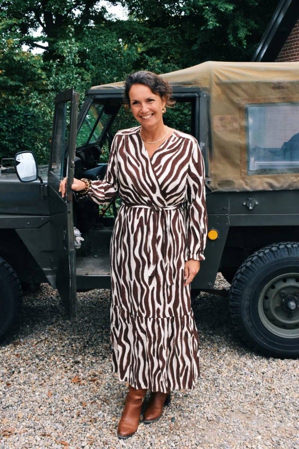 Brown white zebra dress