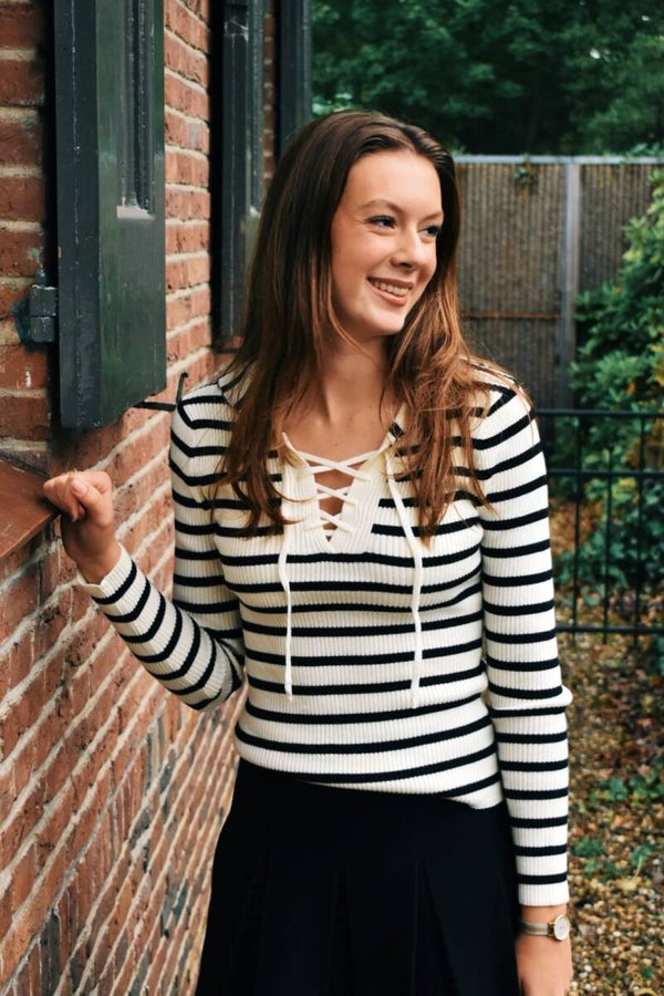 Black white stripes top