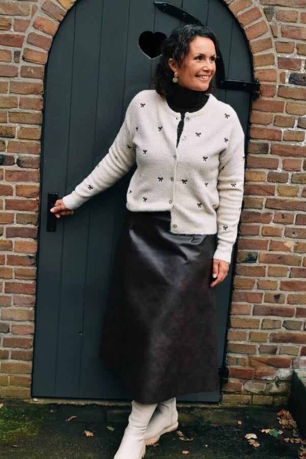 brown leather skirt