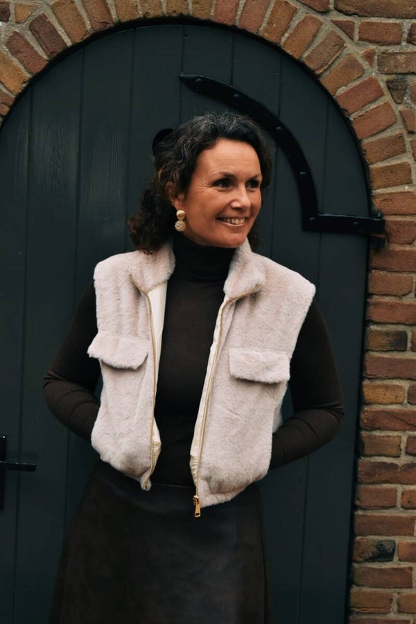 Ecru bont gilet