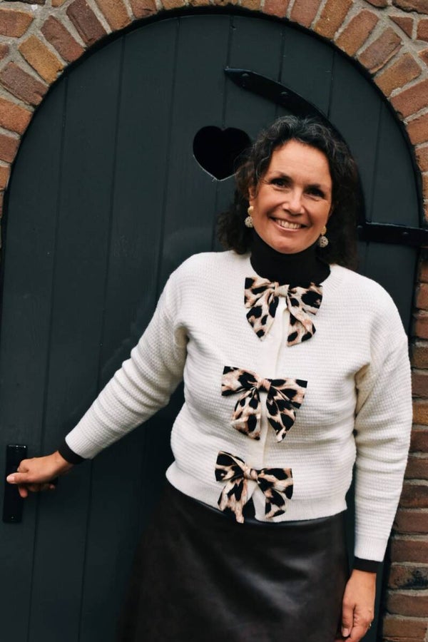 leopard strik vest