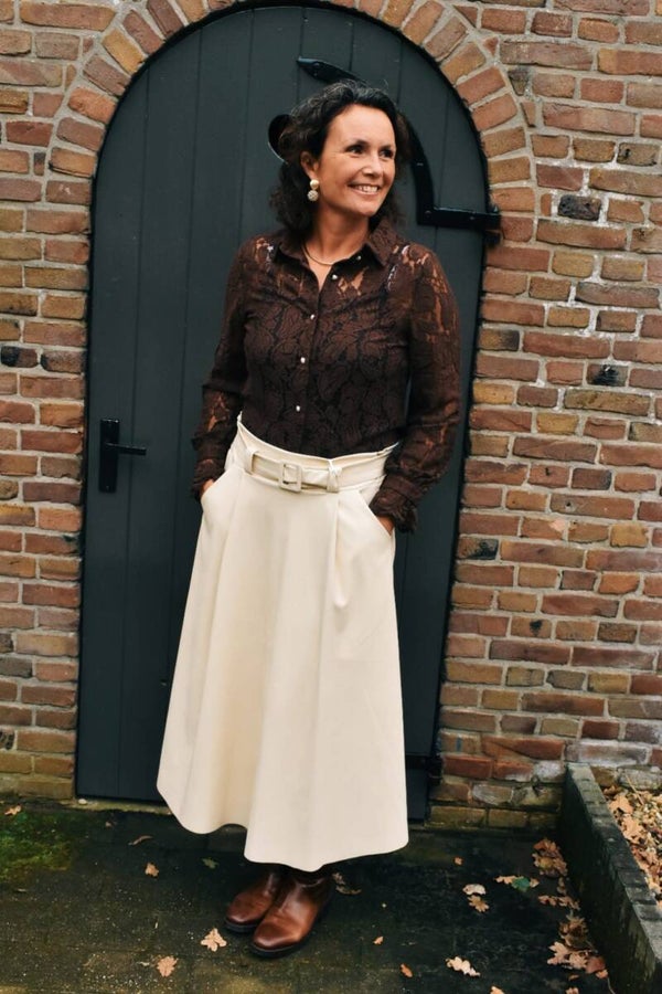 Ecru leather skirt