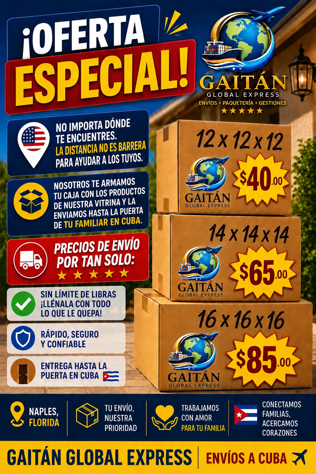 DIFERENTES TAMANOS DE CAJAS PARA CONFECCIONAR SU ENVIO