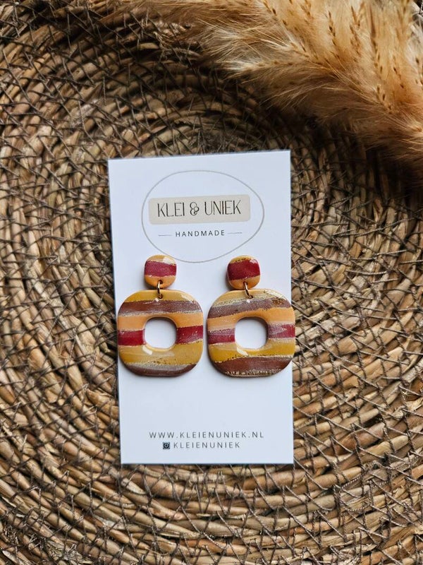 Oorbel Eva | herfstkleuren gestreept