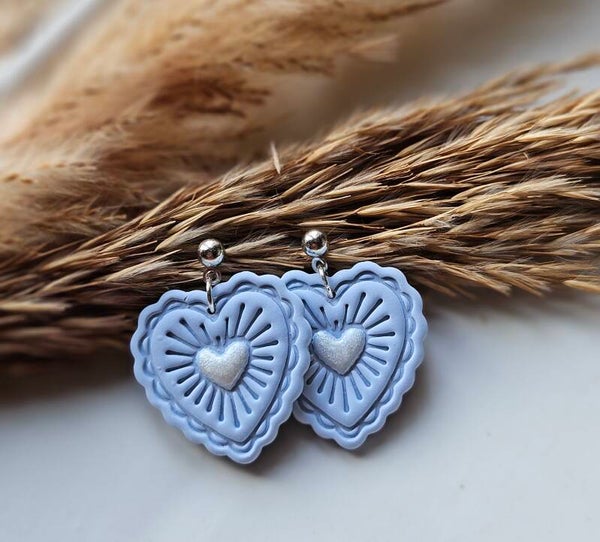 Oorbel Dina | blauw met wit