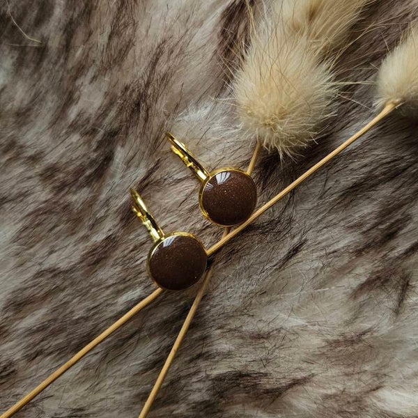 Oorbel Jaël | bruin met glinster