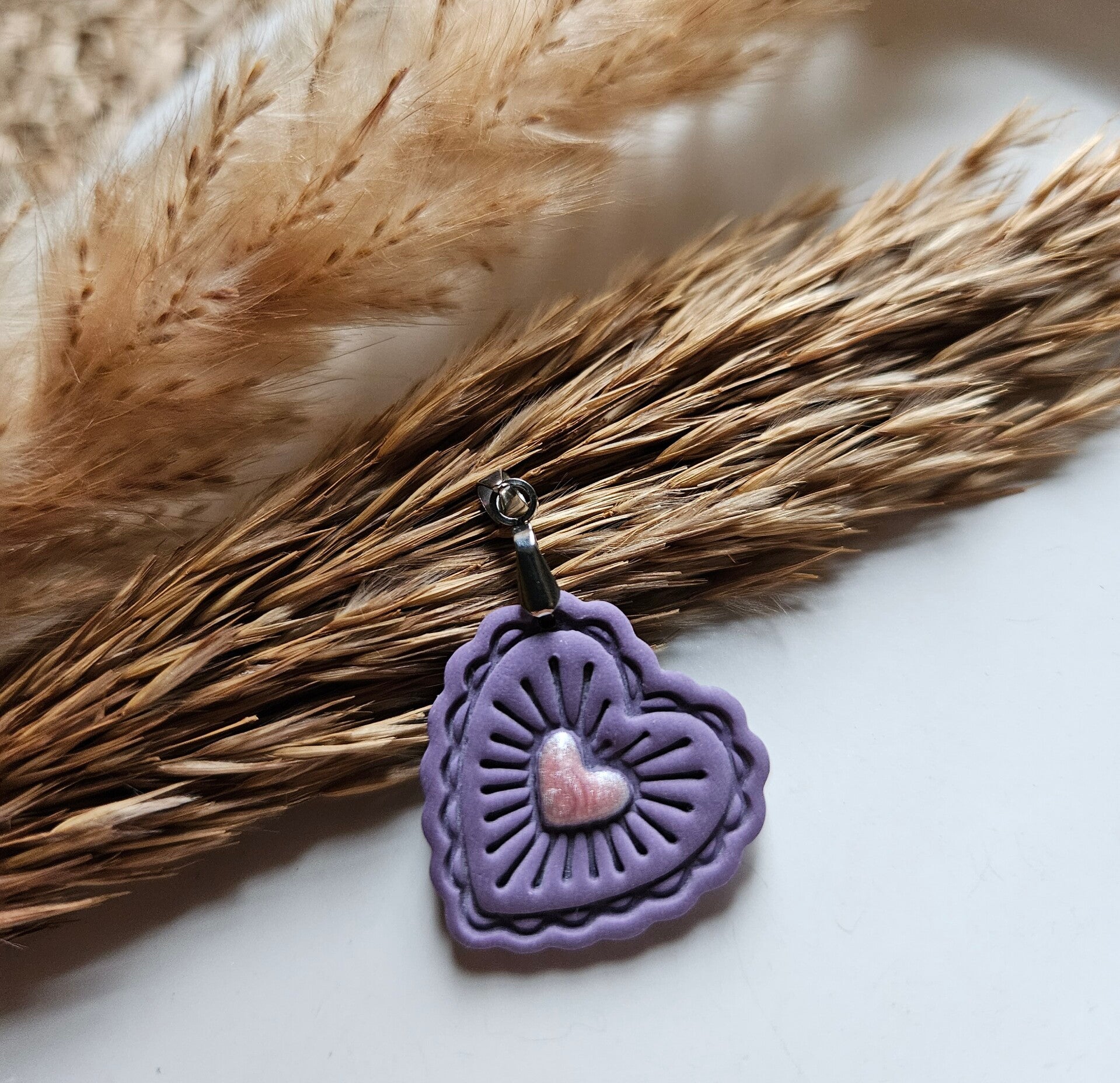 Hanger hart | paars met roze