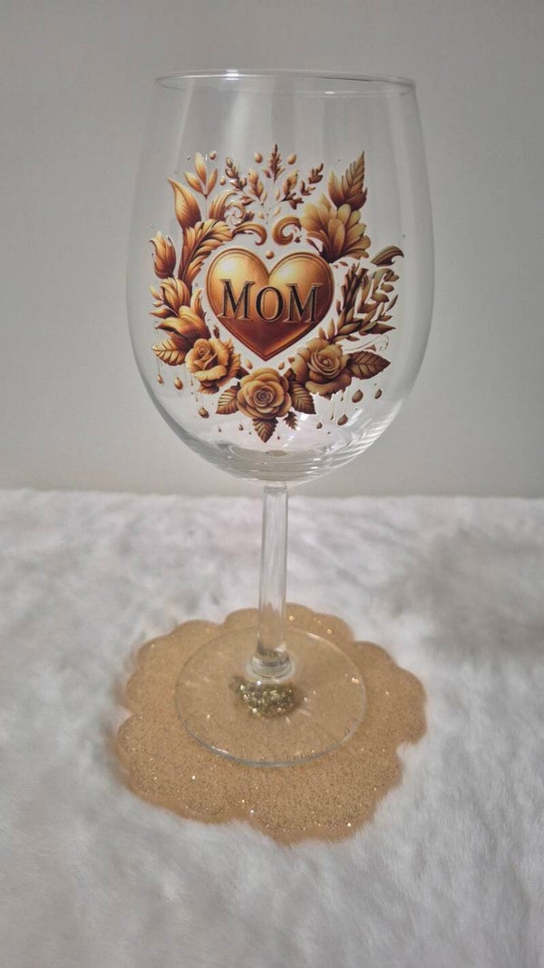 💛 MOM – Glass & Coaster Set