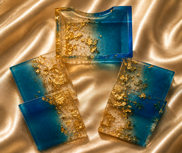 Ocean Royale – Square Coaster Set 💙✨