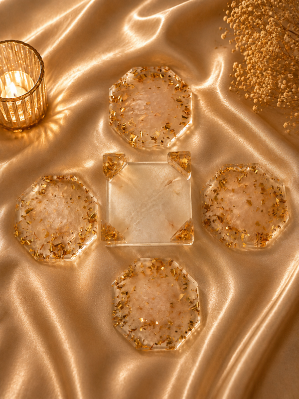 Golden Silk Luxe – Coaster Set ✨