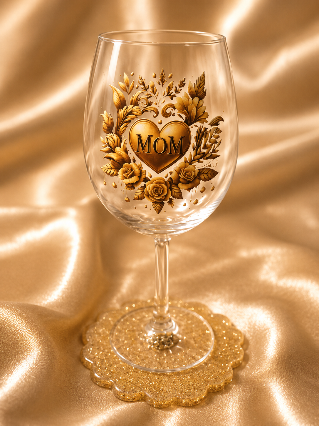 💛 MOM – Glass & Coaster Set