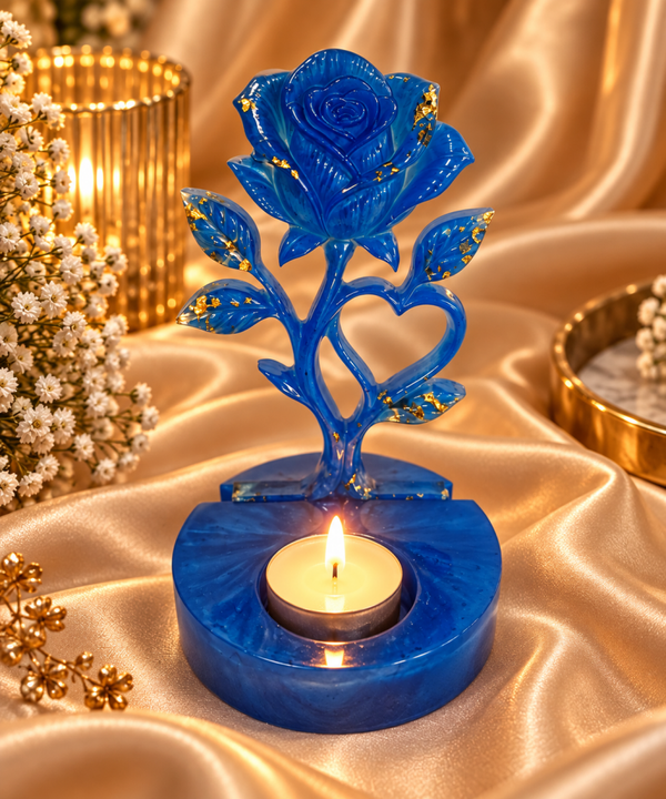Royal Blue Rose – Resin Tealight Holder