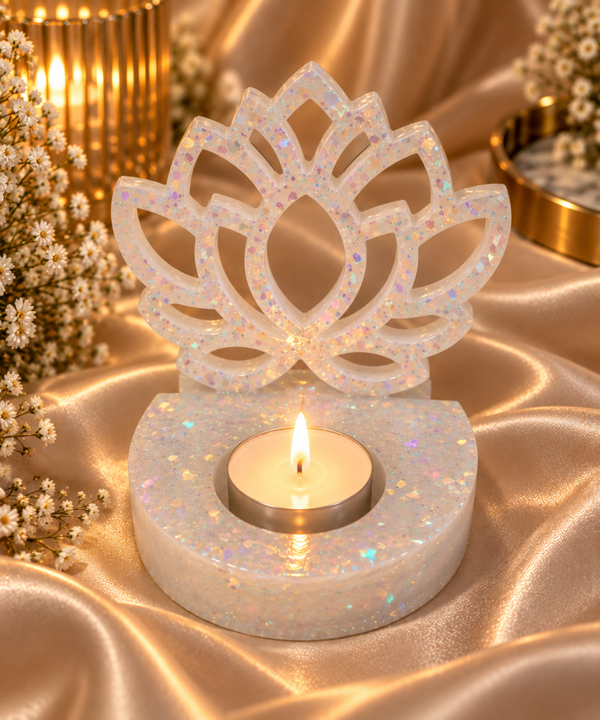 Iridescent Lotus – Resin Tealight Holder