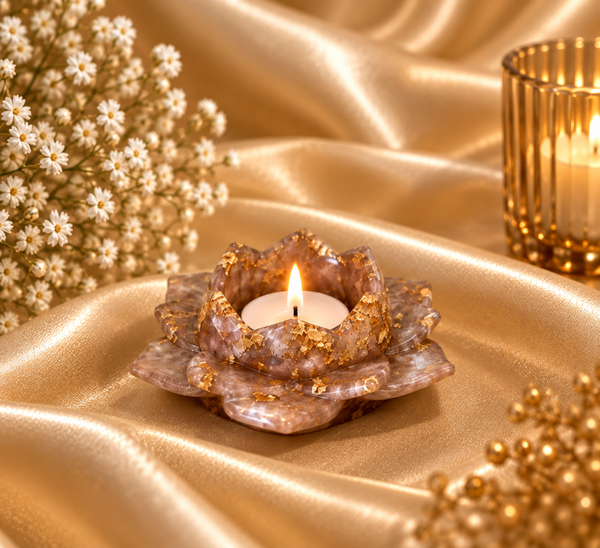 Taupe Elegance – Lotus Candlelight Holder