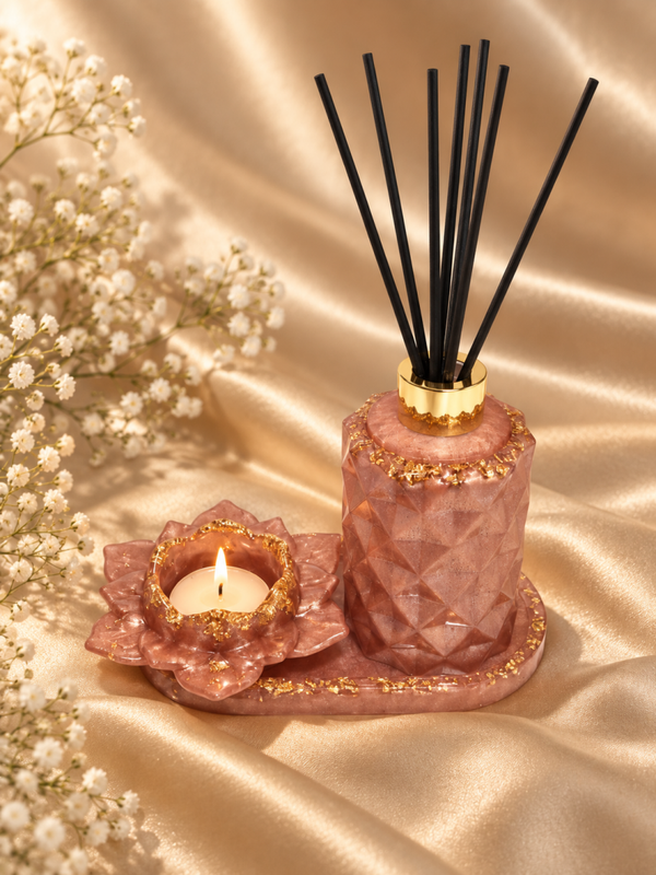 Champagne Rose Set – diffuserfles, lotus & plateau