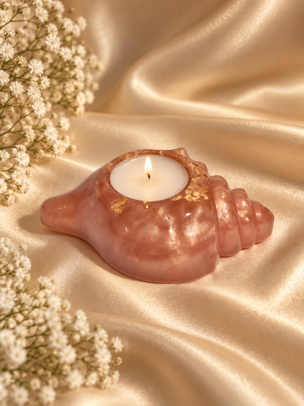 Champagne Glow Schelp – theelichthouder