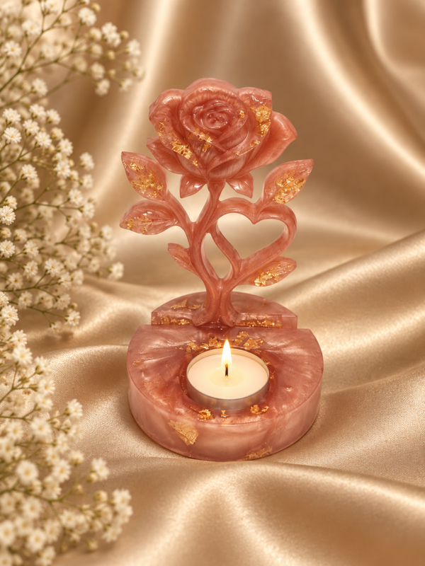 Champagne Rose & Heart – theelichthouder