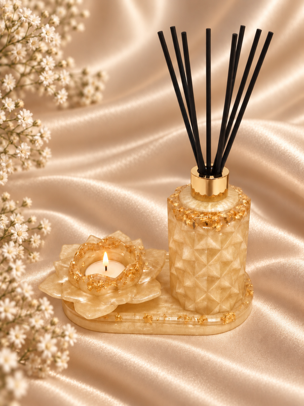 Champagne Rose Set – diffuserfles, lotus & plateau