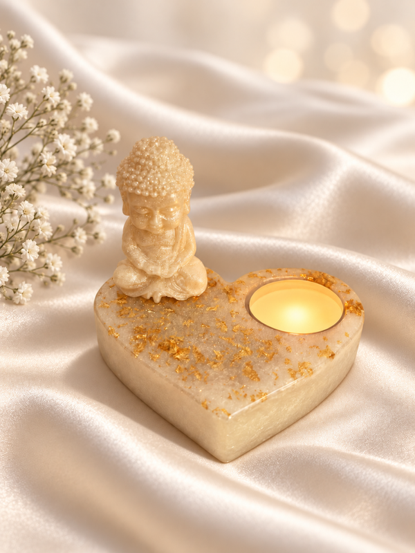 Ivory Serenity – Boeddha-hart met goudvlokken