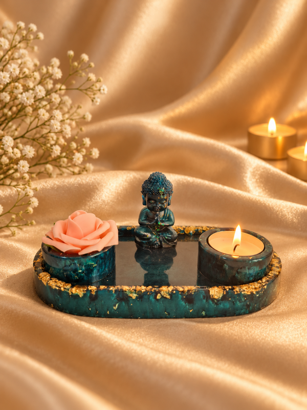 Buddha Serenity – Luxe harsdienblad met theelichthouders