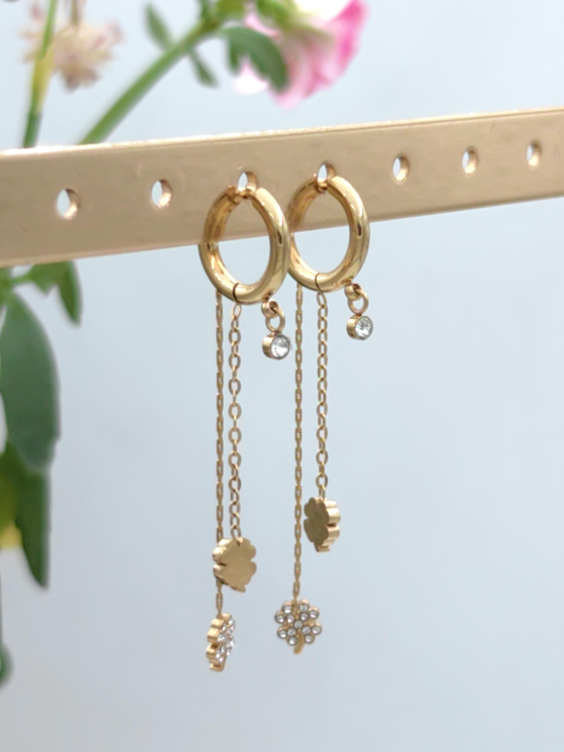 Boucles d'oreilles Noélyne - Acier inoxydable - Ajustable