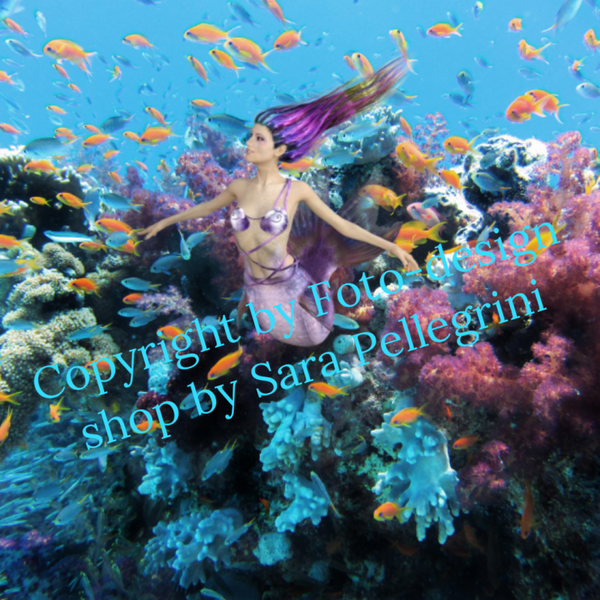 Beispiel eines Porträt Fotos mit einer Meerjungfrau im Meer