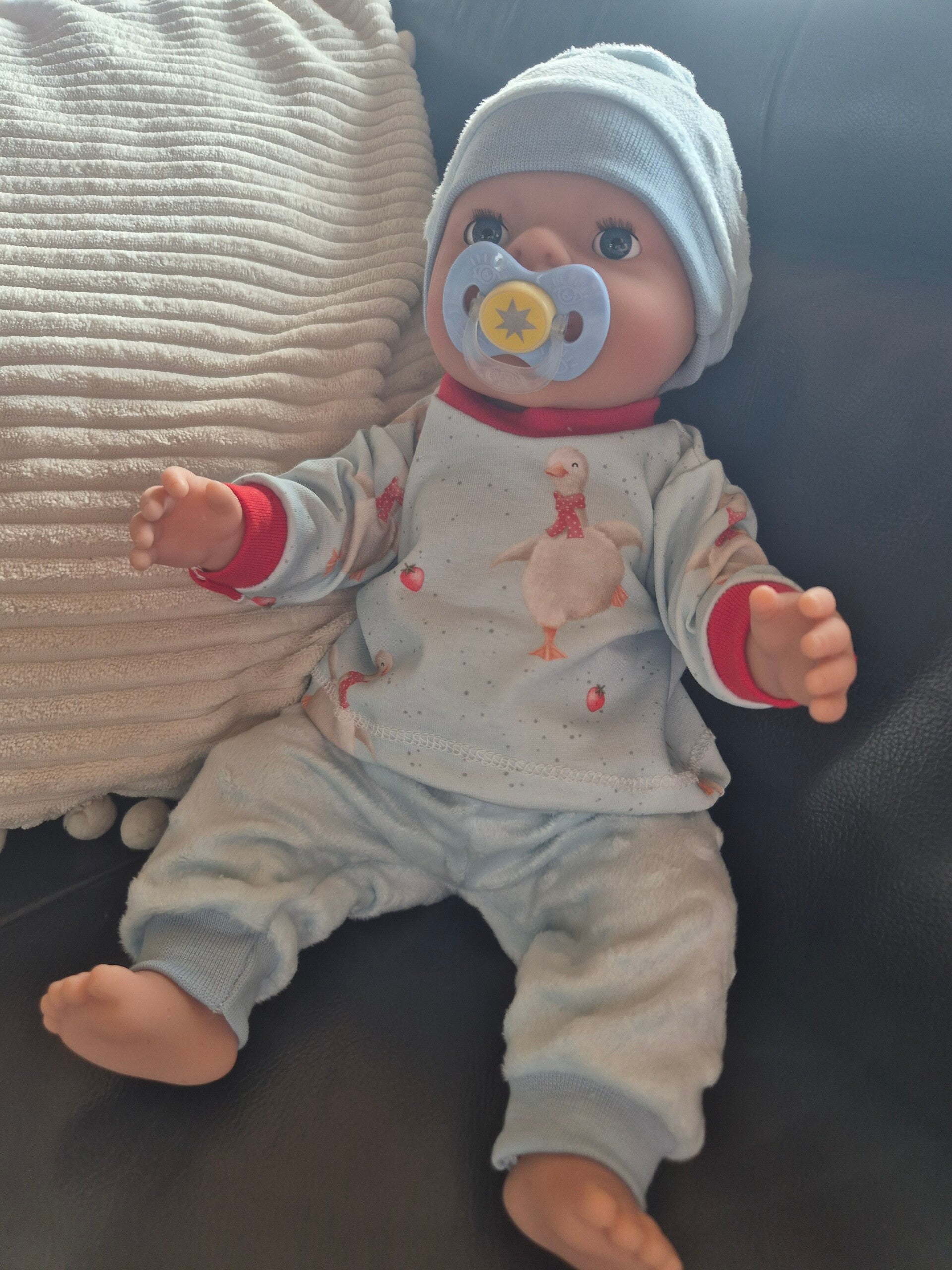 Gänse Dreiteiler hellblau