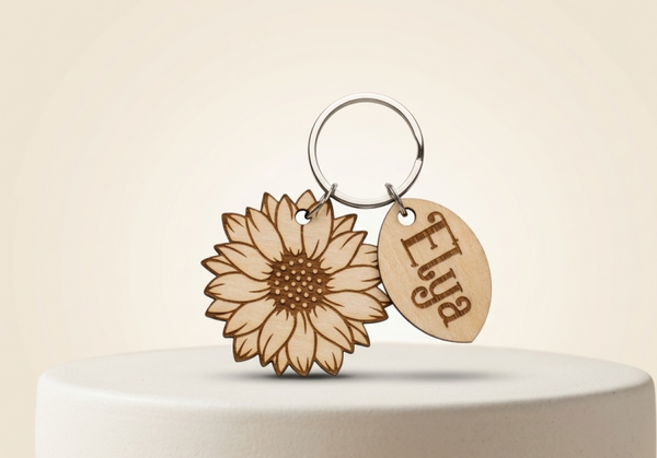 Porte-clés tournesol avec prénoms