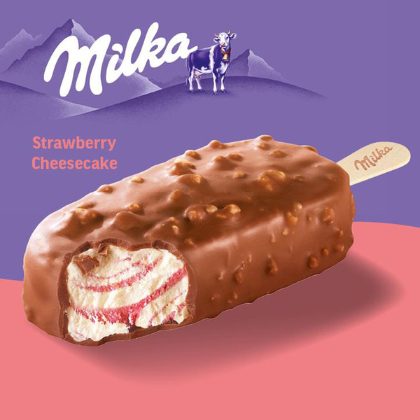 MILKA Strawberry Cheesecake Stielglace