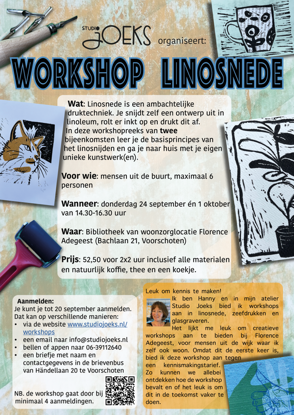 Workshopreeks linosnede Adegeest (24 september en 1 oktober)