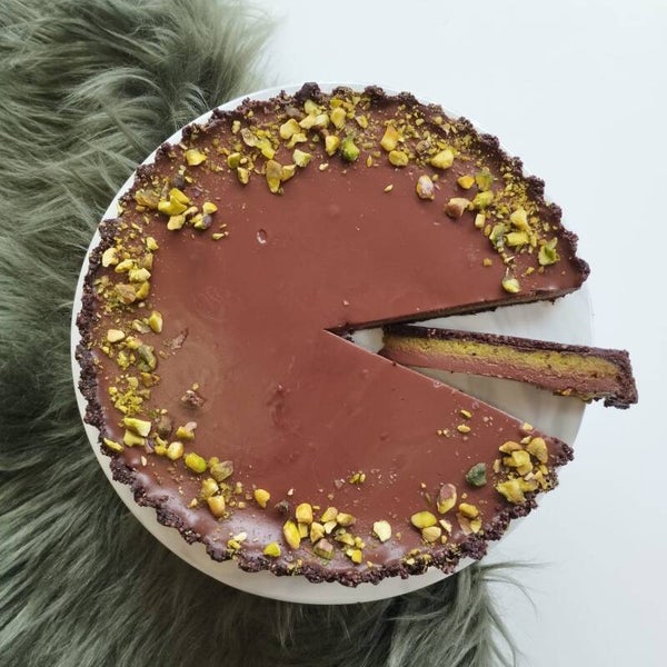 Pistache-chocoladetaart