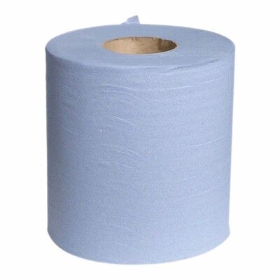 150m pack of 6 blue smooth centre feed roll