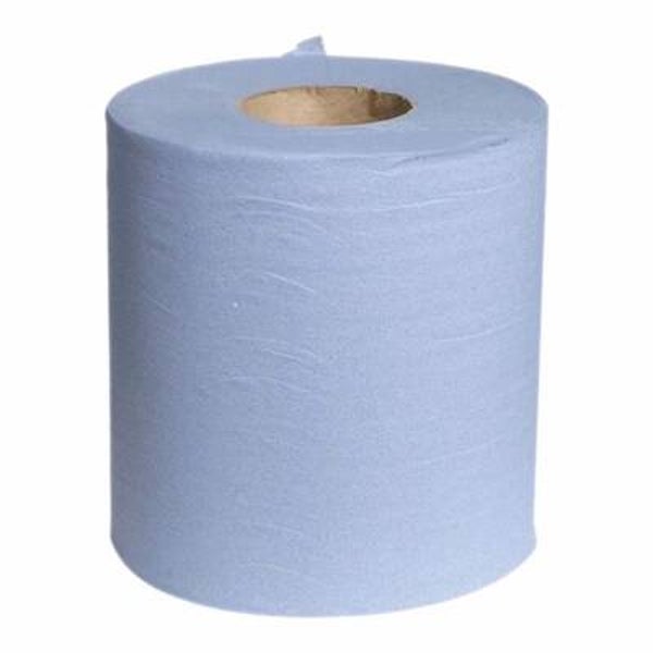 150m pack of 6 blue smooth centre feed roll
