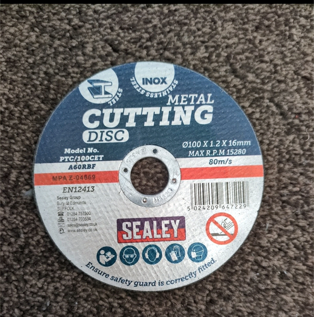 Sealey 100mm x 1.2mm Cutting Disc 16mm Bore PTC/100CET metal grinding/cutting pk10