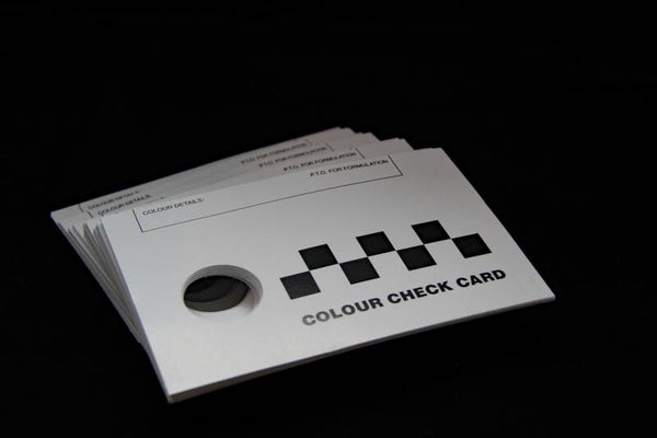 Metal colour check spray out card x1