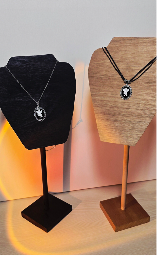 Beautiful necklace with angel choose leather string or silver color chain