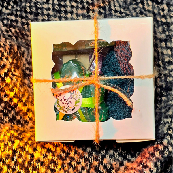 Gift set 4 pieces mint sea salt/rose/lemon washcloth