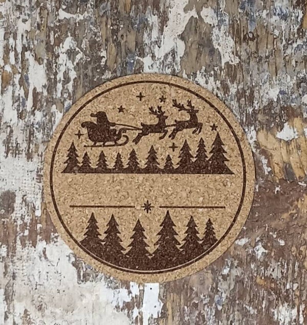 Korkki lasinalunen joulupukki ja porot