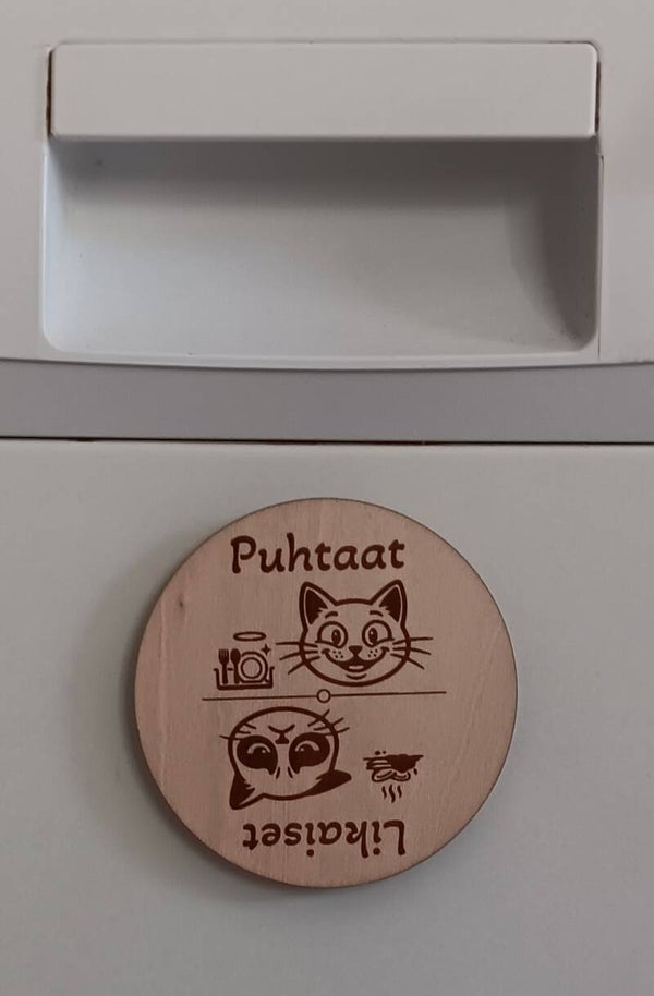 Puhtaat-Likaiset magneetti kissa pyöreä