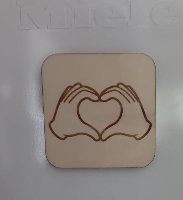 Jääkaappi magneetti emoji käsisydän neliö