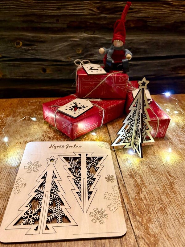 Joulukortti koottava joulukuusi