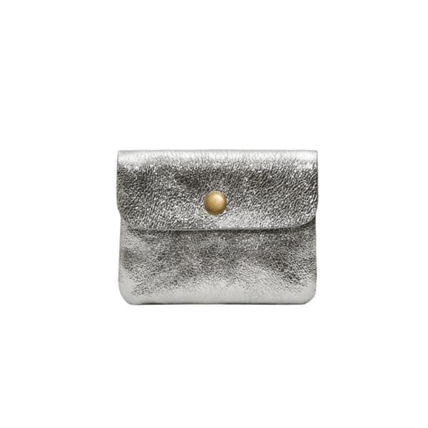 Lederen portefeuille metallic zilver