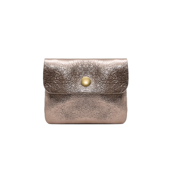 Lederen portefeuille metallic rosé