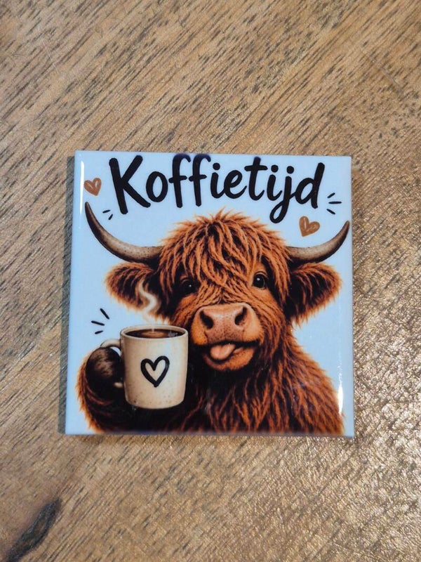 Magneet tegel | hooglander koffietijd